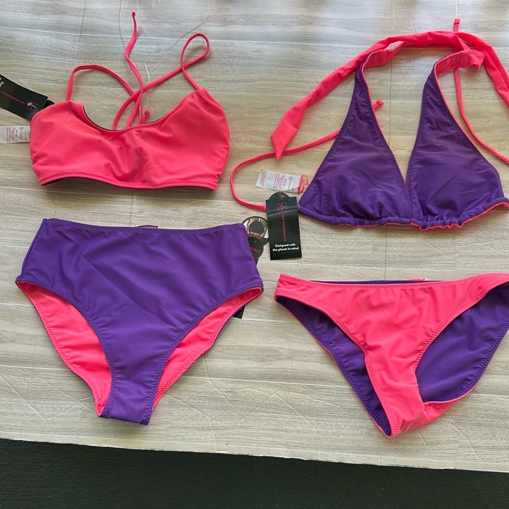 No Boundaries NWT Reversible  Pink and Purple Bikini Bottom